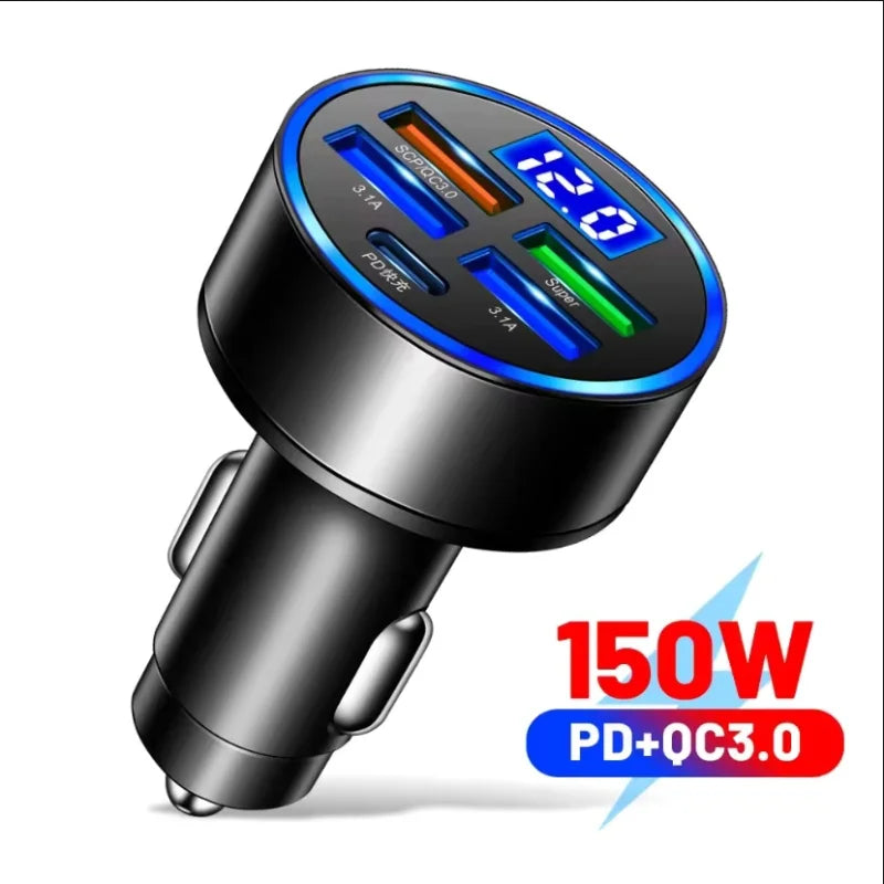 2025 200W mini car charger fast charging for iPhone QC3.0 mini PD USB Type C car mobile phone charger for Xiaomi Samsung Huawei