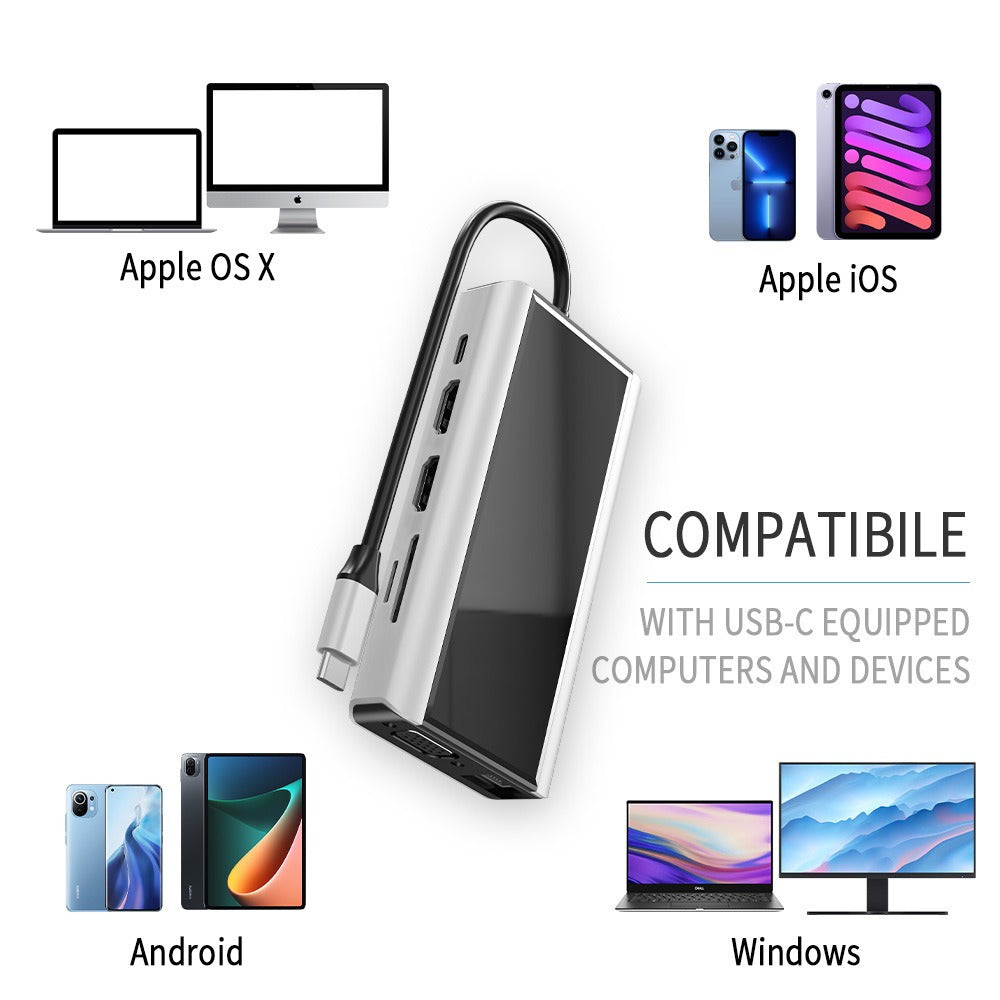 Type-C Docking Station USB Hub Adapter with Dual HDMI